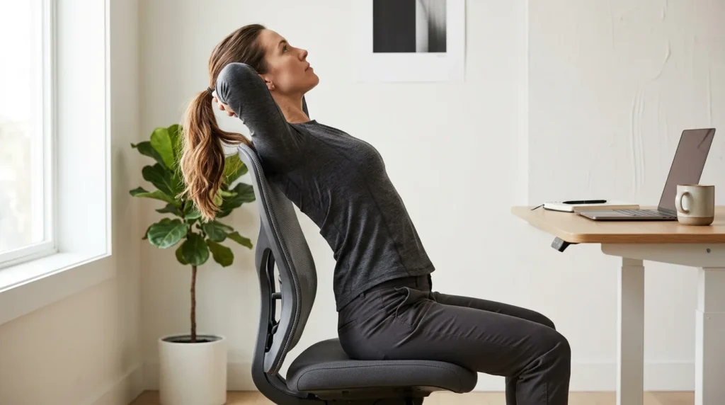 Thoracic extension exercise helping improve upper back posture and reduce neck strain
