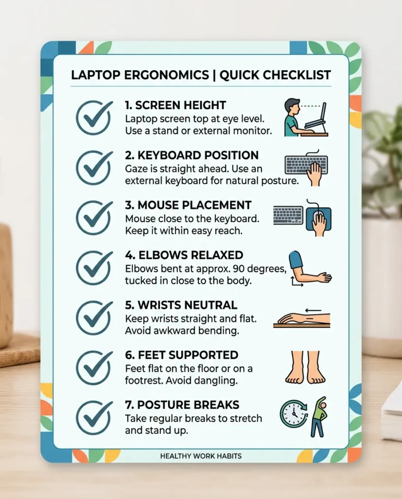 laptop ergonomics checklist for home office