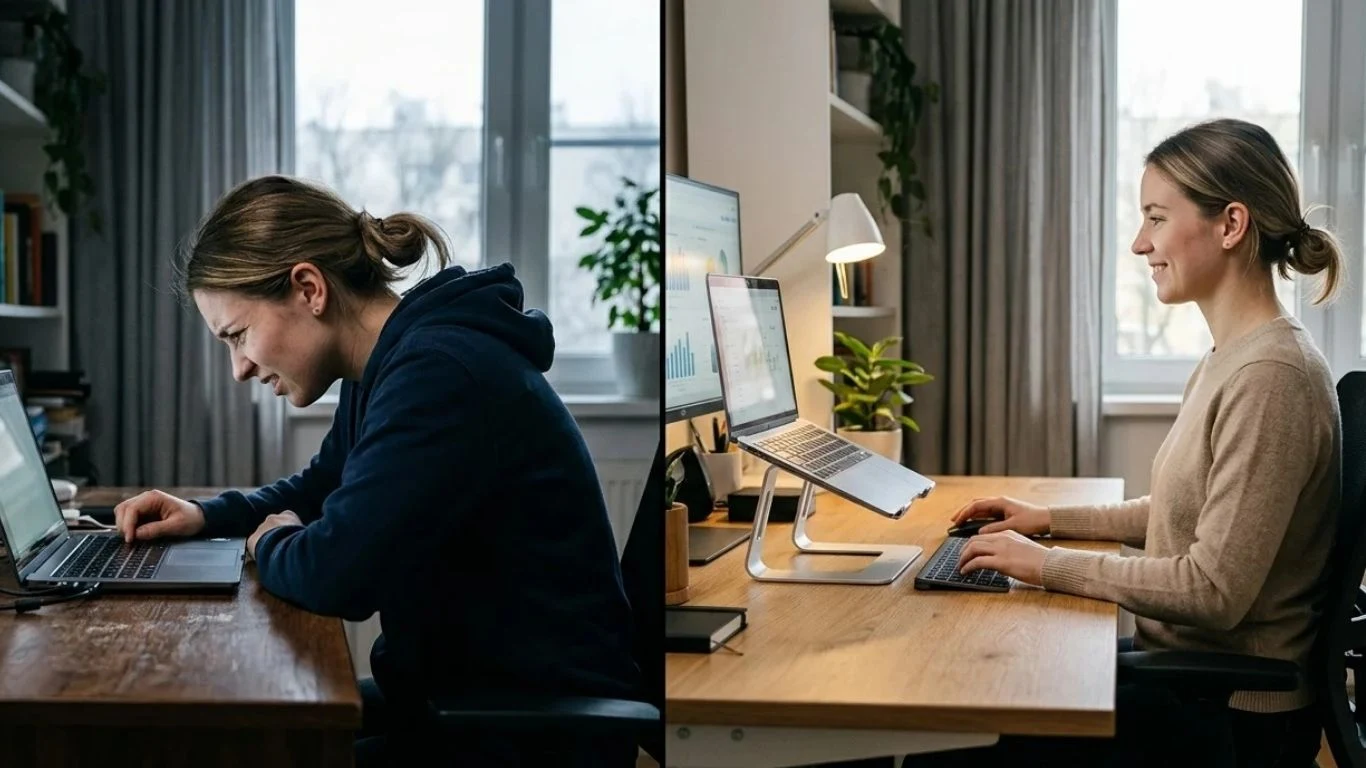 How to use a laptop without neck pain ergonomic setup