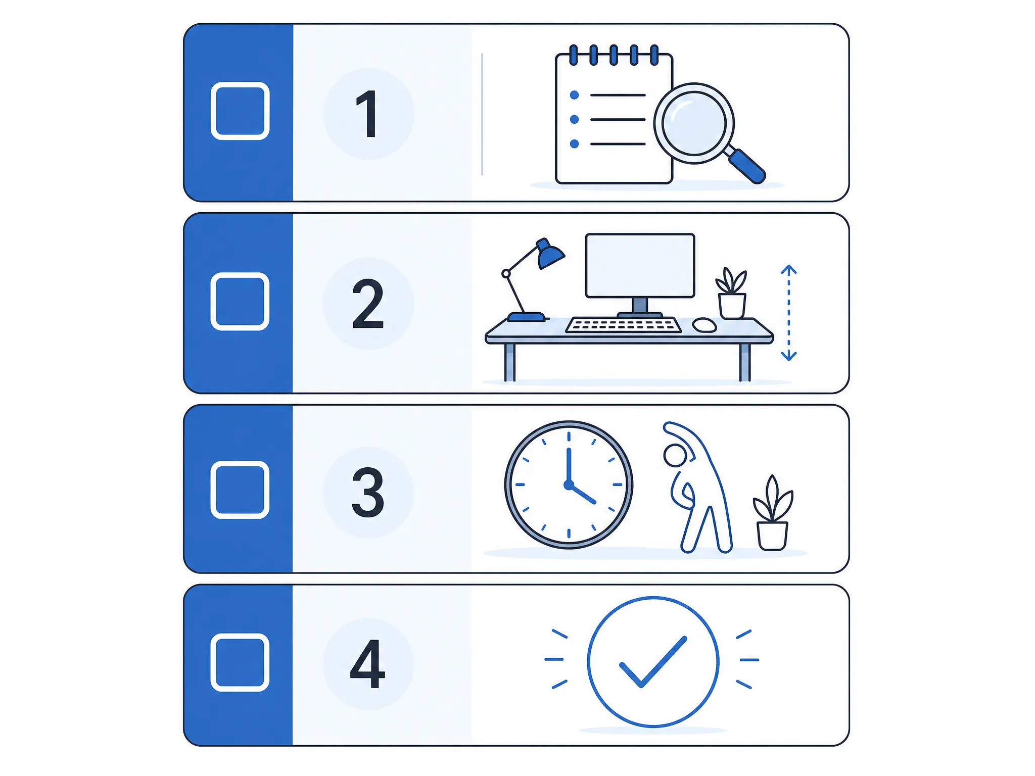 30-day recovery plan for carpal tunnel from computer work, broken into four weekly steps.