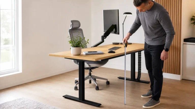 measuring ideal desk height from floor to desktop